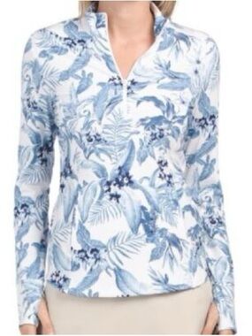 Tommy Bahama Blue Tabu Jungle Golf Active 1/4 Zip Pullover